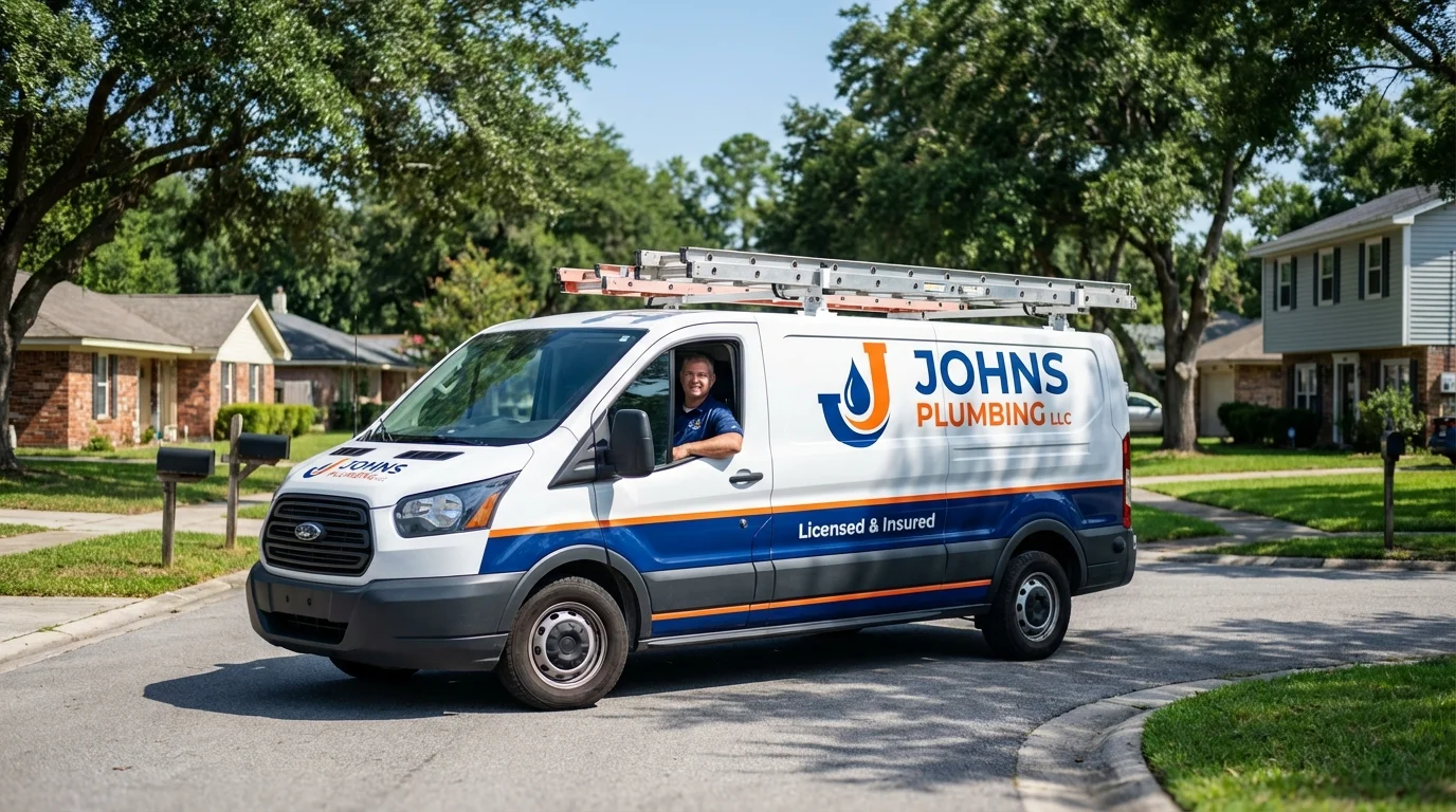 Johns Plumbing LLC service van in Port Jervis, NY