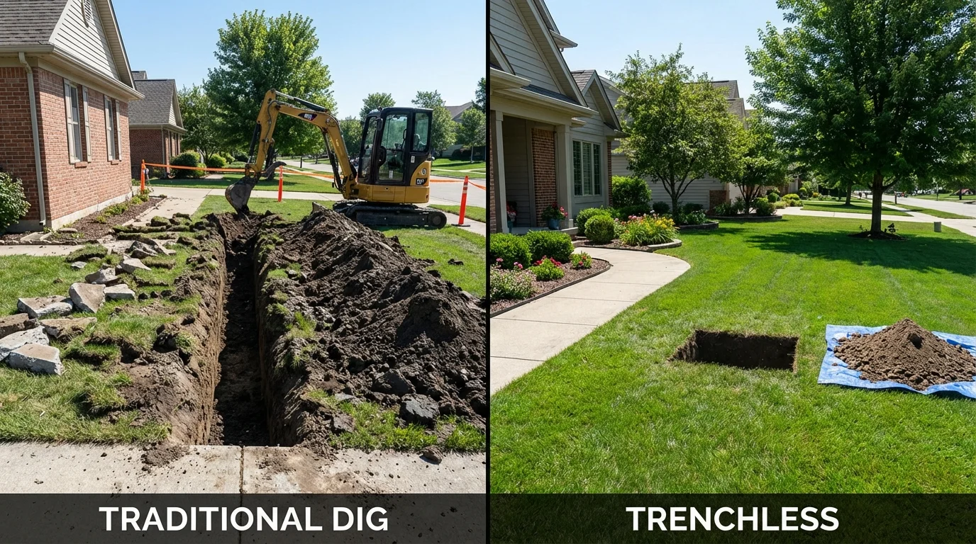 Trenchless sewer repair with minimal yard damage versus traditional excavation in Port Jervis, NY